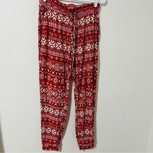 Love Streak Red Patterned Women's Large Soft Pajama Pants Pockets Drawstring